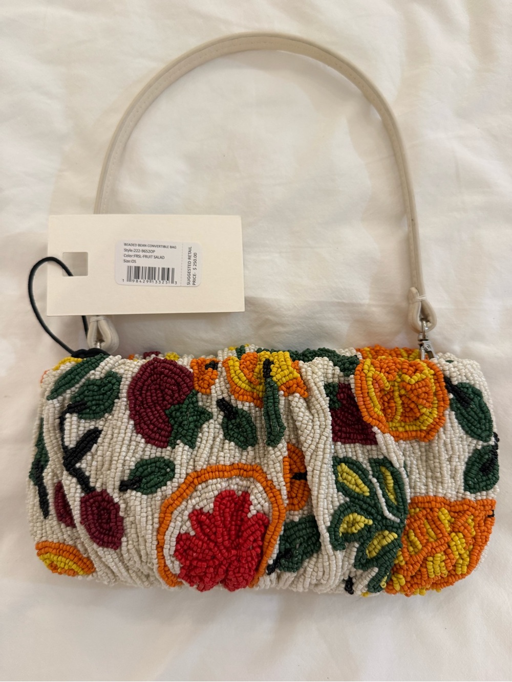 STAUD NWT White Beaded Fruit Bag - Picture 2 of 5